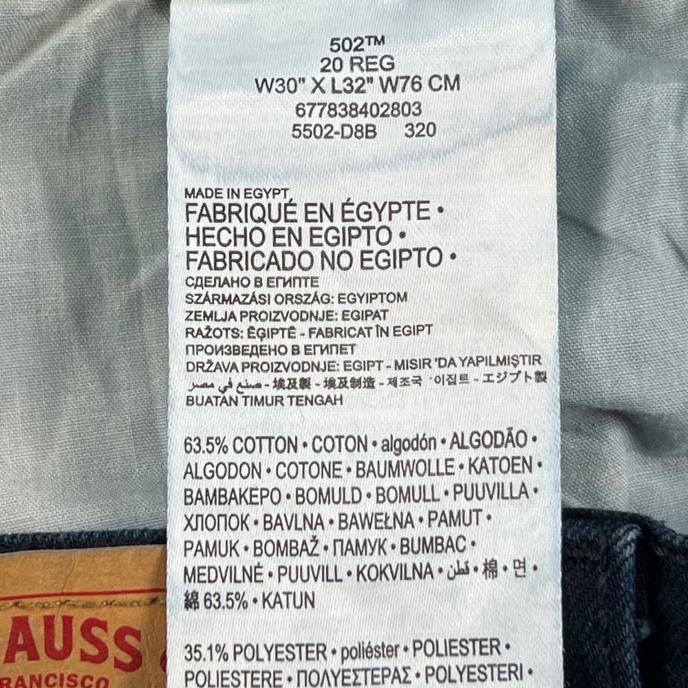 Levis 502 Regular Taper Jeans Womens 30x32 Dark Wash Blue Denim Whiskered - Picture 3 of 10